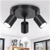 Ketom Faretti LED Soffitto GU10, Faretto LED Interno Orientabile 3 Luci | Binario Faretti Soffitto Nero, Moderno Lampadario Faretto Cucina, Faretti da Soffitto, Rotondo, Senza Lampadina