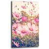 Printerland Quadri Moderni Soggiorno Verticale FIORI DI CAMPO rosa Quadro moderno FIORE da Parete XXL grande Stampa su tela Canvas Decorazione Murale muro Arredo Camera letto Cucina (40x70 cm, Fiori di campo)