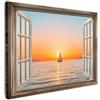 MuchoWow© Stampe Su Tela Quadro Soggiorno Quadri Camera Da Letto Moderni | 70x50 cm - Accessori Salotto Poster Da Parete Con Cornice Decorazione Muro Vista - Mare - Barca - Tramonto