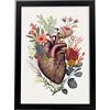 Nacnic poster anatomico di un cuore su sfondo bianco illustrazione colorata di parti del corpo umano con fiori Cornice nera A3