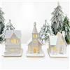 Bseical 3 Pezzi Villaggio Natalizio Legno LED, Villaggio di Natale Luminoso Miniature, Casette di Neve Bianco, Decorazioni Natalizie con Luci, Decorazione Natalizia Addobbi Natalizi Casa Tavolo Paese Inverno