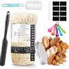 Behiruch Set di base per lievito naturale, 730 ml, vetro per fermentazione, accessori per la cottura del pane, barattolo di vetro, alluminio Lid, Yeast Cloth, nastro temperature, dated feeding