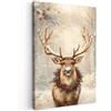 MuchoWow© Quadri Moderni Soggiorno Regali Decorazioni Natilizie Poster Da | 80x120 cm - Parete Muro Salotto Quadro Grande Con Cornice Stampe Su Tela Camera Da Letto Renna - Inverno - Beige