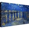 Wallazz Quadri Moderni Soggiorno Riproduzione Quadri famosi su tela - 100% Made in Italy - Vincent Van Gogh Notte Stellata sul Rodano - Quadro Camera da Letto - Qualità Artigianale - 60x80cm