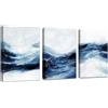 FajerminArt 3 Pcs Quadri Moderni Grande Stampa su Tela Con Cornice Quadro Bianche e Scuro Blu Marine Onde Pittura su tela poster da parete Decorazione Murale Soggiorno Camera da letto 40x60cmx3