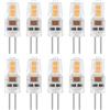 Caldarax 10 Pezzi G4 LED Lampadina 2W, AC/DC 12V, Equivalenti a 20W Lampada Alogena, Bianco Caldo 3000K, 200LM, Non Dimmerabile, Risparmio Energetico a LED, per Cappe, Lampadari