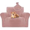 CYCMACO Copripoltrona Velluto Spesso 1 Posto, Universale Copridivano Antiscivolo, Copridivani Elasticizzati, Moderno Sofa Cover Antigraffio, Fodera Divano Antimacchia Lavabile, Rosa
