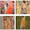 LuxHomeDecor Set di 4 quadri 30x30 cm - stampa su tela con telaio in legno stile Art Nouveau decorativo per ambienti eleganti - Gustav Klimt