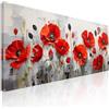 CheQuadro! Quadro moderno soggiorno, quadro grande, Papaveri Rossi su Sfondo Grigio Moderno, su tela, intelaiato pronto da appendere bow35-130x60 cm