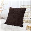 Generic Federa decorativa per cuscino in velluto a coste, 55 x 55 cm, super morbida, stile bohémien, a righe, moderna, per divano, camera da letto, auto, decorazione marrone scuro