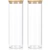 Gigmeta Barattoli per alimenti con coperchio, set di 2, barattoli in vetro da 1400 ml con coperchio in bambù, barattoli ermetici per spaghetti da cucina, barattoli per spezie, realizzati in vetro borosilicato