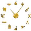 VCS Dentista fai da te orologio da parete gigante dentista grande orologio da parete grande ago specchio dentista decorazione ufficio dentista regalo medico art(oro,120CM)