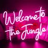 Looklight Welcome to The Jungle Luce al neon Insegna a led rosa, Lettere acriliche, Benvenuto, decorazione della parete per la camera da letto