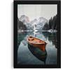 MuchoWow© Quadri Con Cornice Wall Decor Quadretto Verticale Stretto Moderni | 20x30 cm - Rettangolare - Soggiorno Xxl Poster Corridoio Deco Barca - Montagne - Natura - Acqua