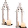 Walasis Gotici Portacandele da Parete in Legno Bianco, Set da 2 | Mensole da Parete Inserti in Specchio, Finitura Shabby Chic Decapata, per Soggiorno, Bagno, Corridoio