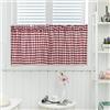 Smithoom 1 pannello corto per tenda da caffè tasca classica a traliccio mantovana per bagno, soggiorno, cucina, armadi e finestre, decorazione (larghezza 74 cm/altezza 61 cm, rosso)