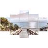 Lupia - Quadro Moderno VOGUE 66x115 cm PONTILE SULLA SPIAGGIA LIGHT a 5 Pezzi, Stampe Artistiche modulari, Pannelli in Legno Ecologico MDF, Pronti da Appendere, Soggiorno e Camera da letto, Ufficio