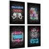 mojoliving Decorazione per Stanza da Gioco | Poster da Parete per Camera da Gioco | Set con Motivi Neon | Regali Cool per Gamer | Immagini per Zocker da Parete | Neon Immagine da Parete