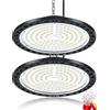 YIQIBRO Faro LED 100W 10000LM UFO Lampada da Officina Industriale, 2 Pezzi | 6500K Lampada Garage, IP65 Impermeabile Faretto LED con Trasformatore, Plafoniera LED per Garage Magazzini Fabbrica Palestra