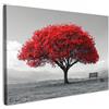 MuchoWow© Quadro Moderno Soggiorno Decorazioni Da Parete Quadri Su Tela Da | 90x60 cm - Salotto Grandi Foto Con Cornice Stampe Su Tela Camera Da LettoAlbero - Rosso - Natura - Bianco e nero - Fiori