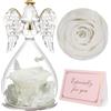 Yamonic Rosa Eterna Regalo Donna, Rosa Stabilizzata con Angelo di Vetro Regalo Mamma Compleanno, Angeli Custodi Regali Nonna, Statuette Angeli con Fiori Eterni Festa della Mamma Idee Regali Natale