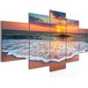 Runa Art - Quadri Spiaggia Mare 200 x 100 cm 5 Pezzi XXL Decorazione Murale Design Orange 044551a