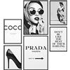 Papierschmiede® Mood Poster Set Stampe da Parete « Coco Bianco e Nero » con cornici in legno (nero), Quadri vintage per Soggiorno e Camera da Letto, 2x A4 e 4x A5, Glamour Stile di vita Moda