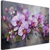 Feeby Quadro su Tela Non Tessuta - Stampa Su Tela - Orchidea Viola Composizione floreale - 90x60 cm - Decorazione Murale - Moderno Soggiorno - quadri moderni soggiorno - poster