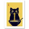SALVADERO Poster Giapponese Black Cat Ramen - Arte Retrò Giapponese, Decorazione Parete Senza Cornice (Black Cat Ramen, 42L x 30l cm)