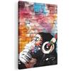 MuchoWow© Quadro Moderno Soggiorno Decorazioni Da Parete Quadri Su Tela Da | 60x90 cm - Salotto Grandi Foto Con Cornice Stampe Su Tela Camera Da LettoGraffiti - Scimmia - Street art - Musica