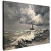 MuchoWow© Quadri Moderni Soggiorno Poster Da Parete Decorazioni Muro | 70x50 cm - Salotto Quadro Grande Foto Con Cornice Stampe Su Tela Camera Da Letto Faro - Onde - Tempesta