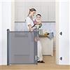 COMOMY Cancelletto per Bambini Estensibile, 0-140cm Cancello per Cani Gatti, Griglia per Scale/Porte/Esterni (Grigio)