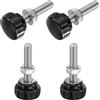 QUARKZMAN 4 Set Di Manopole Filettatura Metrica M8 X 40mm Maschio Nero | A Coste, Manopole Di Serraggio A Coste, Perno In Acciaio Inox 304, Con Dadi E Rondelle, Testa In Plastica Da 25mm