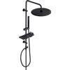 Görbach Colonna Doccia Acciaio Inox senza Miscelatore, Colonna Doccia idromassaggio con Asta Doccia Regolabili e Mensola, Set Doccia a Pioggia con Soffione 30 cm Nero
