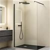 Mai & Mai Box Doccia Walk-In 110x200cm, Parete Doccia in Vetro 10mm Braccio di Sostegno 70-120cm MMBR1 Vetro di Sicurezza ESG con Rivestimento Nano Nero