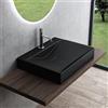 Mai & Mai Lavabo da Appoggio in Marmo fuso 60x48x10cm Nero, Colossum810 | Lavabo Bagno Sospeso Lavandino Bagno Rettangolare, Stampaggio Monopezzo, Nano-rivestimento, Bordi Sottili
