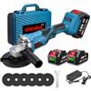 ONEVAN Smerigliatrice angolare a batteria 5025 senza spazzole 125 mm, testa girevole a 180°, 3 livelli di velocità, 0-18000 giri/min, indicatore batteria LED, 2 batterie da 4,0 Ah e caricatore