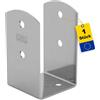 GRUNDLINE Supporto per pali a U da avvitare, ancoraggio per pali, 90 x 90 mm, manicotto da avvitare