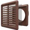 Kair Griglia di ventilazione a parete con feritoie e zanzariera marrone - Rubinetto posteriore rotondo da 125mm / 5 pollici e copertura frontale da 155mm