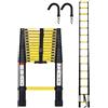 Lospitch Scala telescopica in alluminio da 4,4 m, con gancio rimovibile, portata massima di 150 kg, per giardino, interni ed esterni, colore: nero e giallo