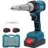 Iriisy Rivettatrice Batteria 21 V, Rivettatrice Elettrica Automatica Brushless 20.000 N con 2 Batterie 1300 mAh per Rivetti 2,4-5,0 mm, per Riparazione Auto e Fai Da Te