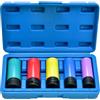 Turmegtt Set di 5 bussole avvitatore a impulsi da 1/2, misure 15/17/19/21/22mm | a Parete Sottile per Cerchi in Lega, per Cambio Ruote con Protezione Cerchi, Codifica Colore, Incisione Laser