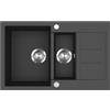 Bergström Lavello Seattle, Nero, 80 x 50 cm | con 2 lavandini e zona di asciugatura, adatto per l'installazione in piani di lavoro a partire da 90 cm di larghezza