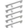 Bsm Marketing Maniglia per armadi da cucina, design a forma di toppa, barra sporgente, maniglia per porta, finitura in acciaio inossidabile spazzolato, con profilo a forma di serratura, 96 mm (5)