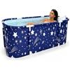 HechoVinen Vasca da Bagno Pieghevole per Adulti, Facile Installazione, 140 x 60 x 50cm | Vasca da Bagno di Ghiaccio Mobile, con Schienale e Cuscino per Seduta, Vasca da Bagno Isolante, Portatile, Blu Stellato