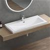 doporro Lavabo ad Incasso Soprapiano Rettangolare 100x48x13 cm per Bagno | Lavandino per Bagno in Marmoresina, Colore Bianco, Finitura Lucida, Foro per Rubinetto, Sistema con Troppopieno