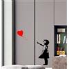 Newsee Decals Adesivo da parete, motivo: Banksy ragazza con palloncino, vinile, 88 x 50 cm
