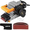 DEKOPRO Levigatrice a Nastro 1010W 533x76mm Velocità Variabile 120-400m/min | 10 Carte Abrasive 2 Morsetti, Impugnatura Anteriore Regolabile, Cambio Nastro Senza Attrezzi, per Levigatura Legno e Metallo