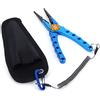 Generic Pinze da pesca, ganasce in acciaio inox con manico in alluminio per l'apertura dell'anello diviso e rimozione dell'amo, con tagliafili e custodia in nylon (blu)
