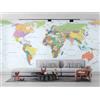 Taxpy Panorama Carta da Parati Murale, Mappa del mondo colorata, 350x250cm Carta da Parati Fotografica, Fotomurale Murales, Adesivo da Parete Poster Decorativo con Effetto 3D